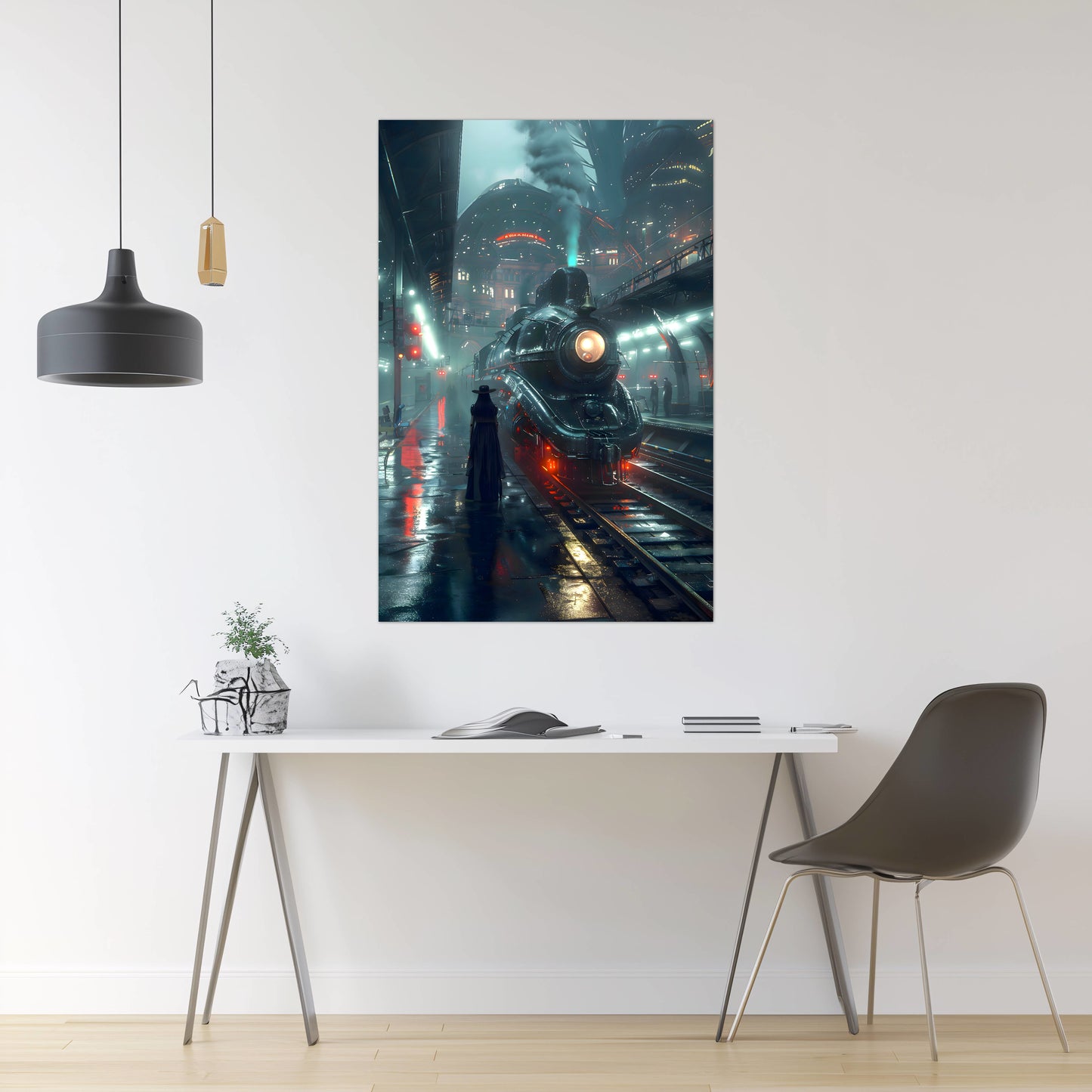 Dystopia Train Poster – Solarwind Express | Awe-Inspiring Wall Art for Sci-Fi & Fantasy Train Enthusiasts | Unique and Exclusive Artwork