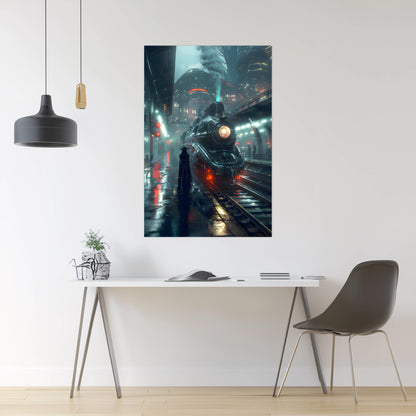 Dystopia Train Poster – Solarwind Express | Awe-Inspiring Wall Art for Sci-Fi & Fantasy Train Enthusiasts | Unique and Exclusive Artwork