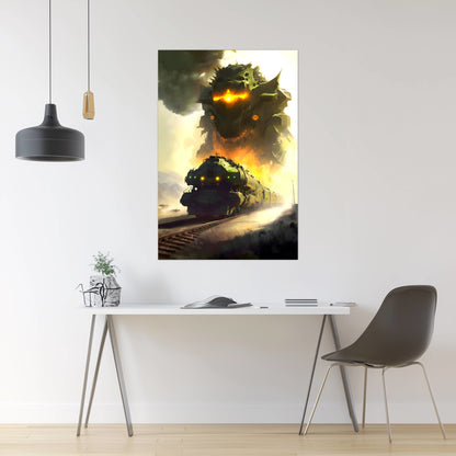 Fantasy Train Poster – Viridian Wyrmhauler | Awe-Inspiring Wall Art for Sci-Fi & Fantasy Train Enthusiasts | Unique and Exclusive Artwork