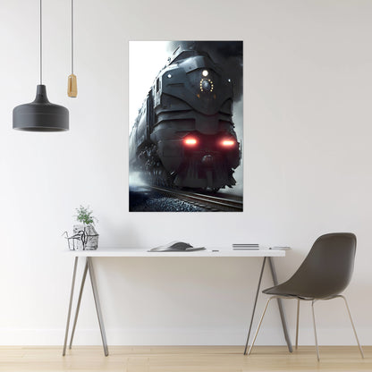 Dystopia Train Poster – Grimbringer Thunderclad | Awe-Inspiring Wall Art for Sci-Fi & Fantasy Train Enthusiasts | Unique and Exclusive Artwork