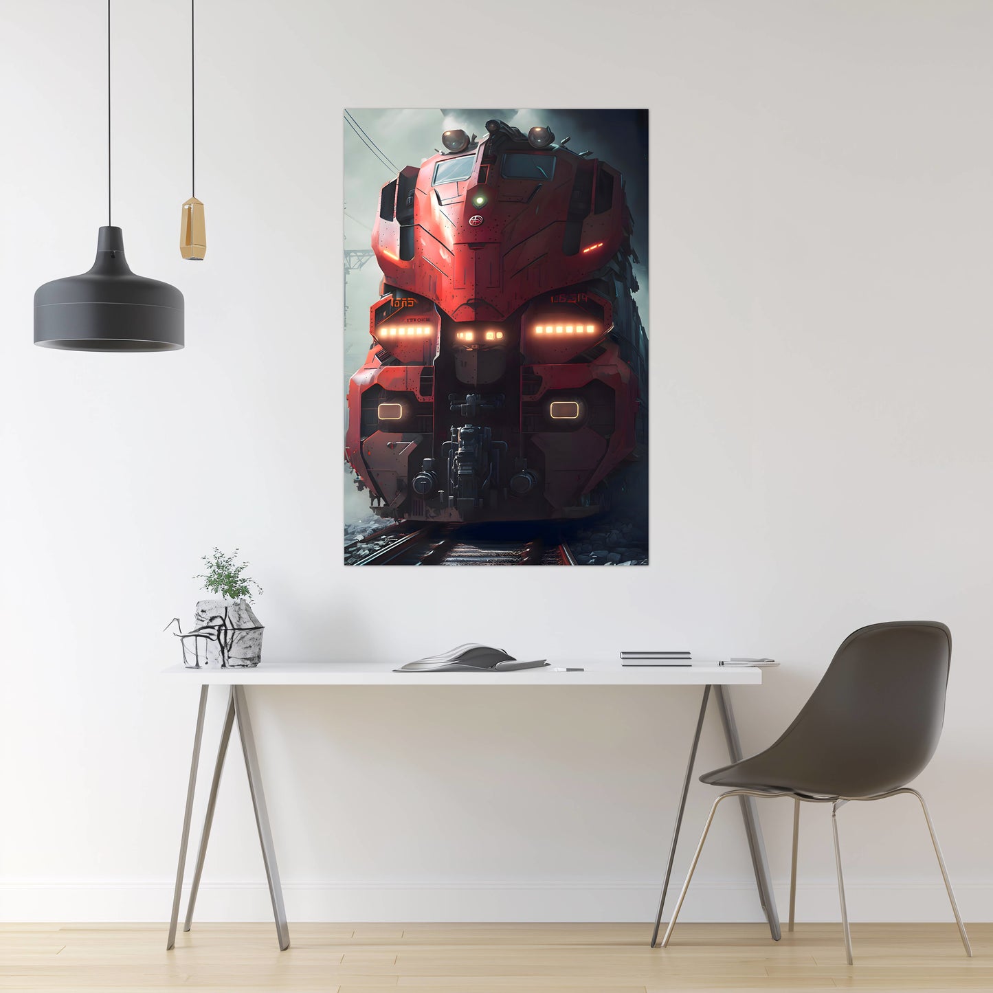 Diesel Train Poster – Crimson Thunderclad | Awe-Inspiring Wall Art for Sci-Fi & Fantasy Train Enthusiasts | Unique and Exclusive Artwork
