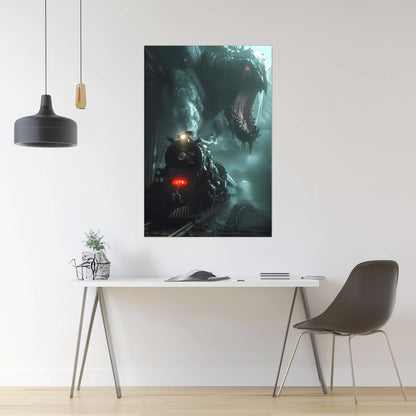 Fantasy Train Poster – Dragonbane Express | Awe-Inspiring Wall Art for Sci-Fi & Fantasy Train Enthusiasts | Unique and Exclusive Artwork