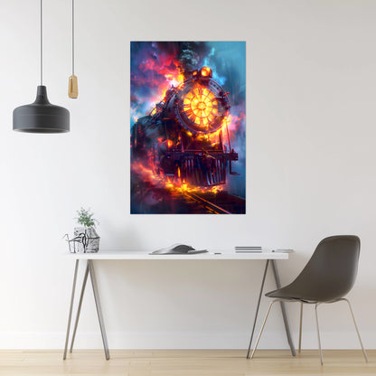 Steampunk Train Poster – Eternal Engine | Awe-Inspiring Wall Art for Sci-Fi & Fantasy Train Enthusiasts | Unique and Exclusive Artwork