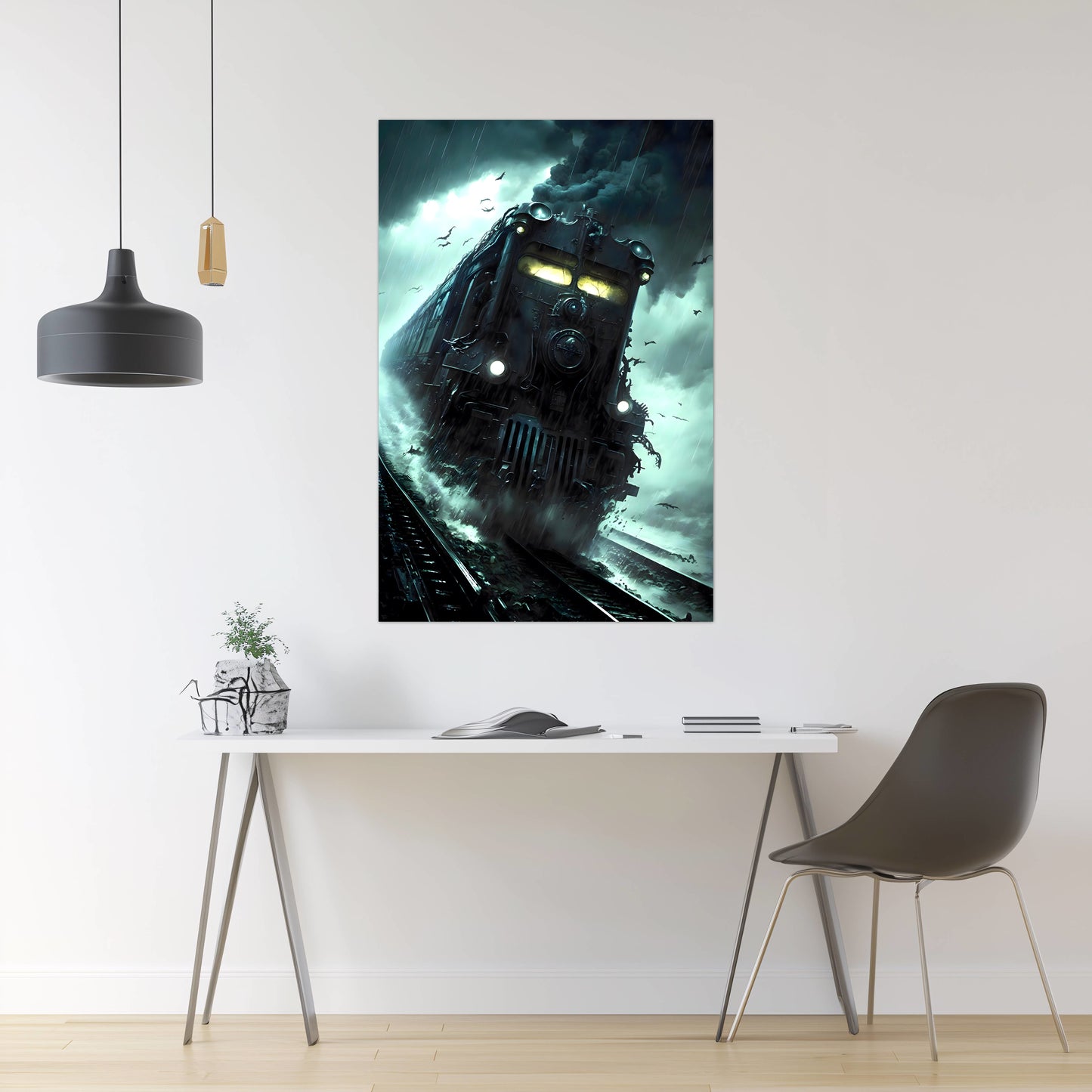 Zombie Train Poster – The Grim Hauler | Awe-Inspiring Wall Art for Sci-Fi & Fantasy Train Enthusiasts | Unique and Exclusive Artwork
