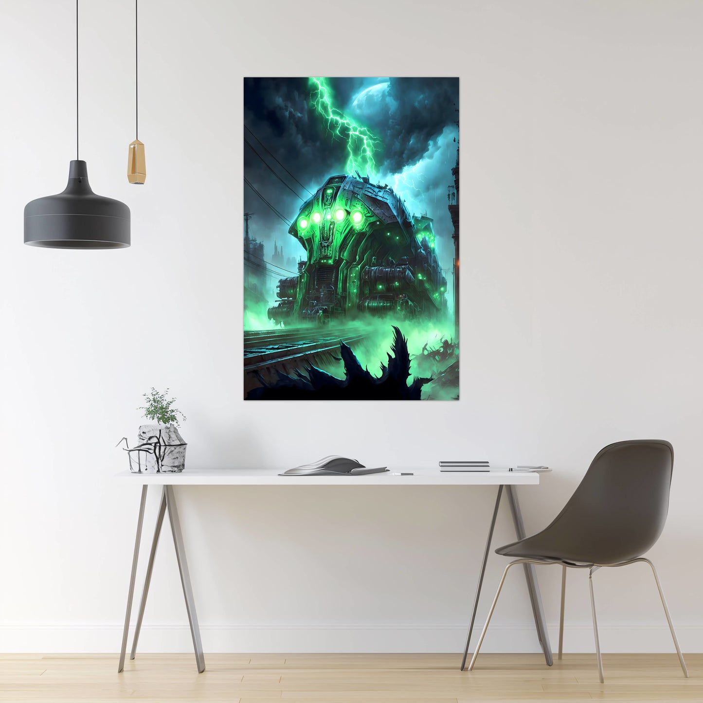 Zombie Train Poster – The Warp Architect | Awe-Inspiring Wall Art for Sci-Fi & Fantasy Train Enthusiasts | Unique and Exclusive Artwork