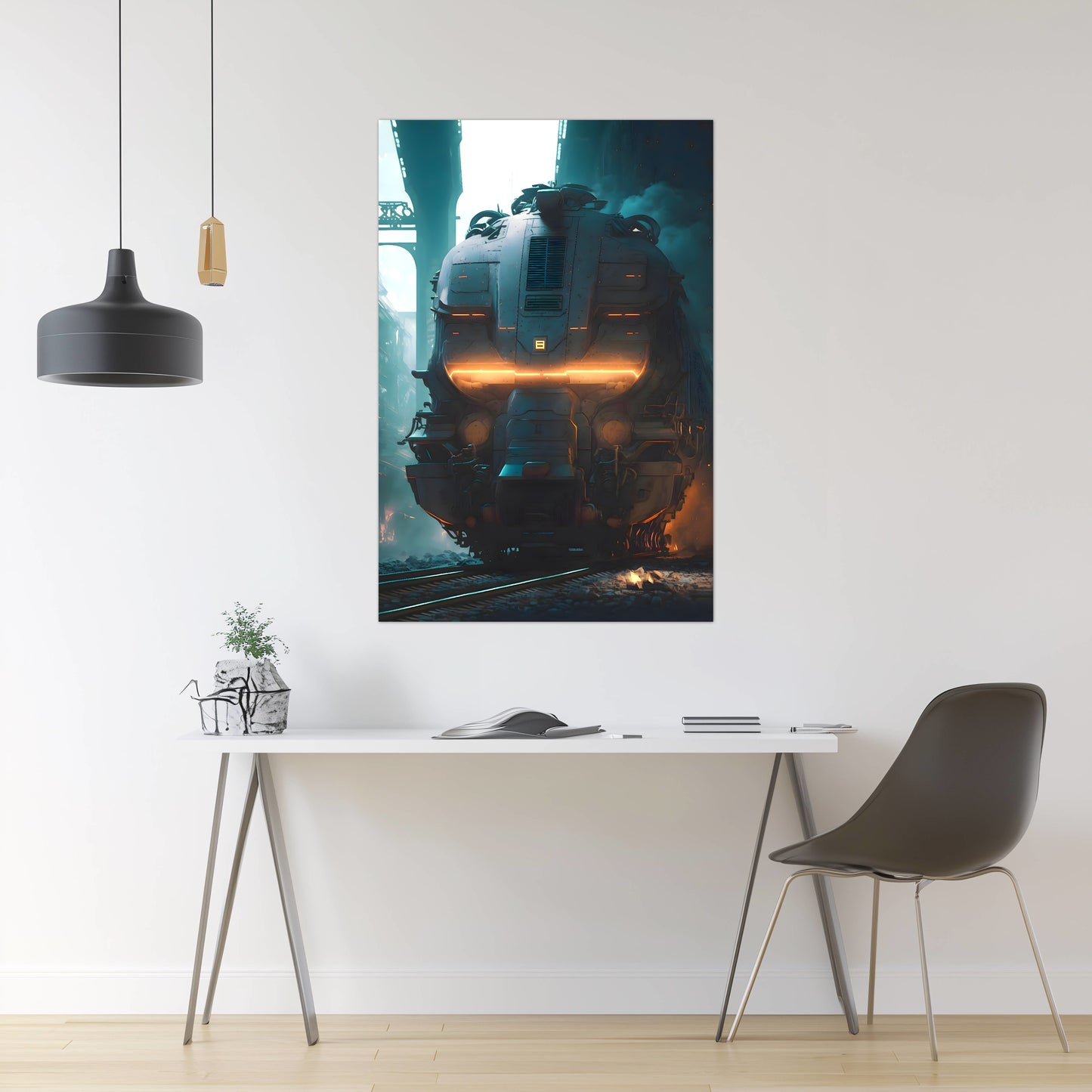 Cyberpunk Train Poster – Dreadpulse  Omnihauler | Awe-Inspiring Wall Art for Sci-Fi & Fantasy Train Enthusiasts | Unique and Exclusive Artwork