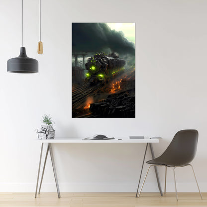 Zombie Train Poster – Dreadcrave Collector | Awe-Inspiring Wall Art for Sci-Fi & Fantasy Train Enthusiasts | Unique and Exclusive Artwork