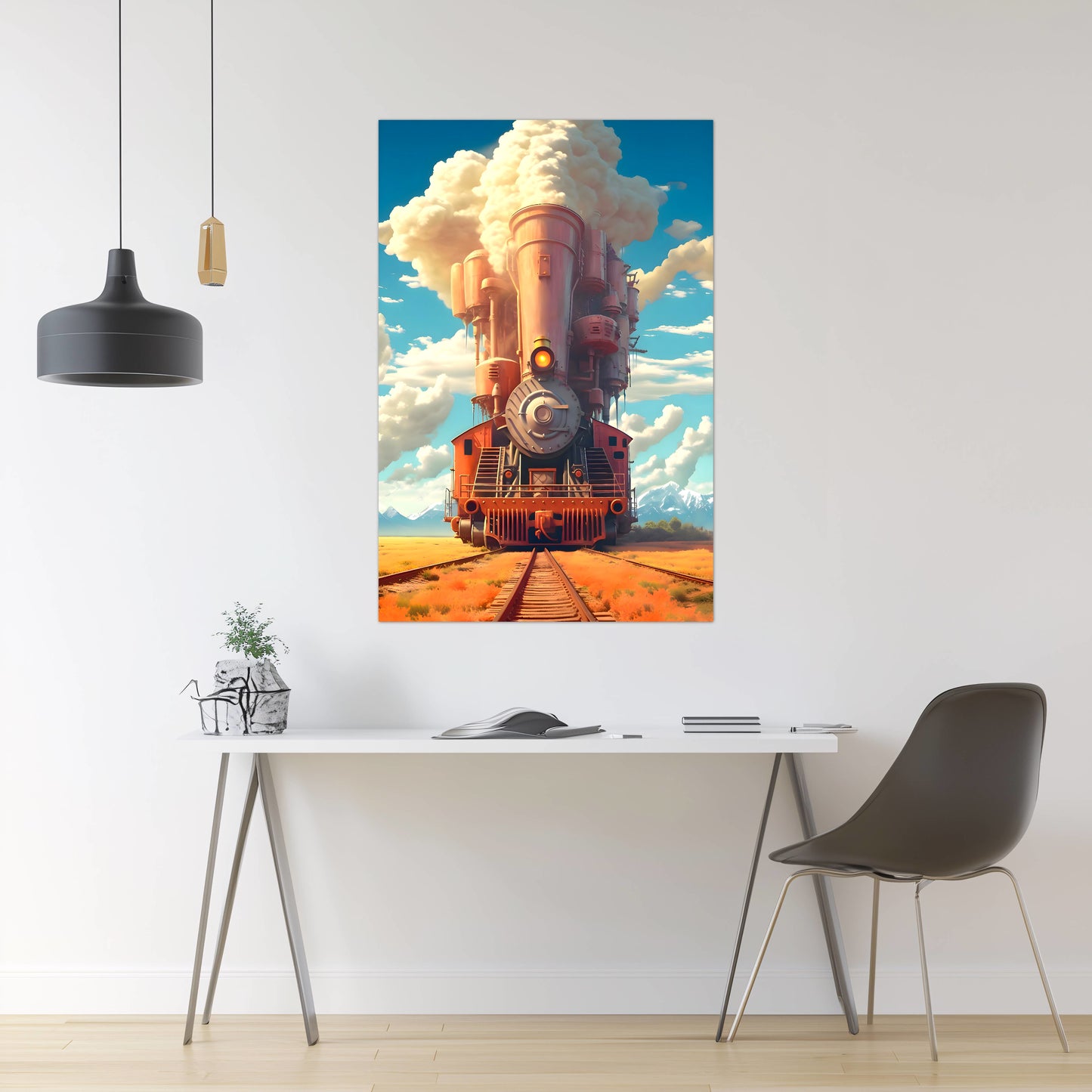Steampunk Train Poster – Buffalo | Awe-Inspiring Wall Art for Sci-Fi & Fantasy Train Enthusiasts | Unique and Exclusive Artwork