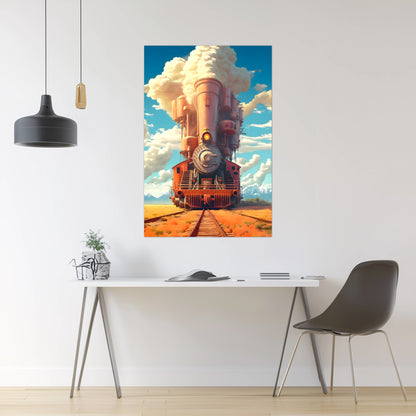 Steampunk Train Poster – Buffalo | Awe-Inspiring Wall Art for Sci-Fi & Fantasy Train Enthusiasts | Unique and Exclusive Artwork