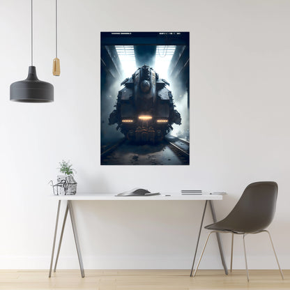 Diesel Train Poster – Aeternum Custos | Awe-Inspiring Wall Art for Sci-Fi & Fantasy Train Enthusiasts | Unique and Exclusive Artwork