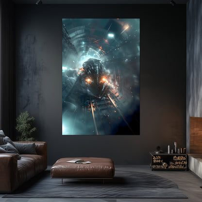 Cyberpunk Train Poster – Nightblade Crusader | Awe-Inspiring Wall Art for Sci-Fi & Fantasy Train Enthusiasts | Unique and Exclusive Artwork