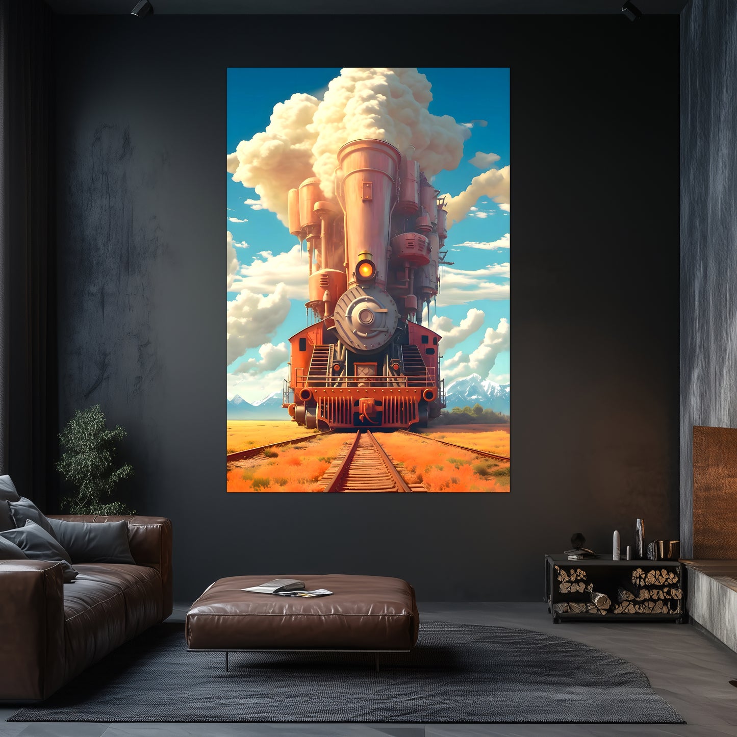 Steampunk Train Poster – Buffalo | Awe-Inspiring Wall Art for Sci-Fi & Fantasy Train Enthusiasts | Unique and Exclusive Artwork