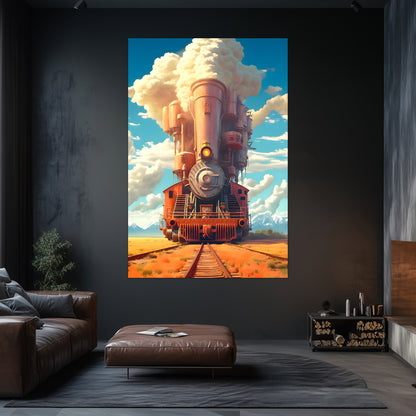 Steampunk Train Poster – Buffalo | Awe-Inspiring Wall Art for Sci-Fi & Fantasy Train Enthusiasts | Unique and Exclusive Artwork