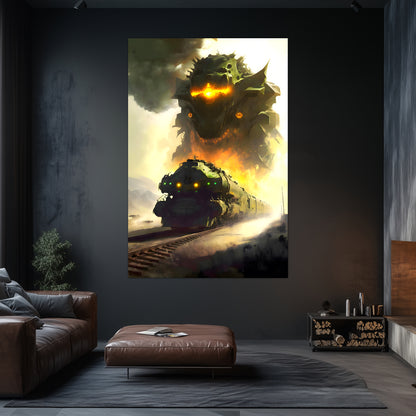 Fantasy Train Poster – Viridian Wyrmhauler | Awe-Inspiring Wall Art for Sci-Fi & Fantasy Train Enthusiasts | Unique and Exclusive Artwork