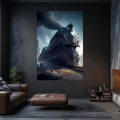 Dystopia Train Poster – Titanforge Paladin | Awe-Inspiring Wall Art for Sci-Fi & Fantasy Train Enthusiasts | Unique and Exclusive Artwork