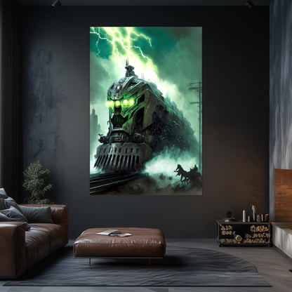 Zombie Train Poster – Hellforge Executor | Awe-Inspiring Wall Art for Sci-Fi & Fantasy Train Enthusiasts | Unique and Exclusive Artwork