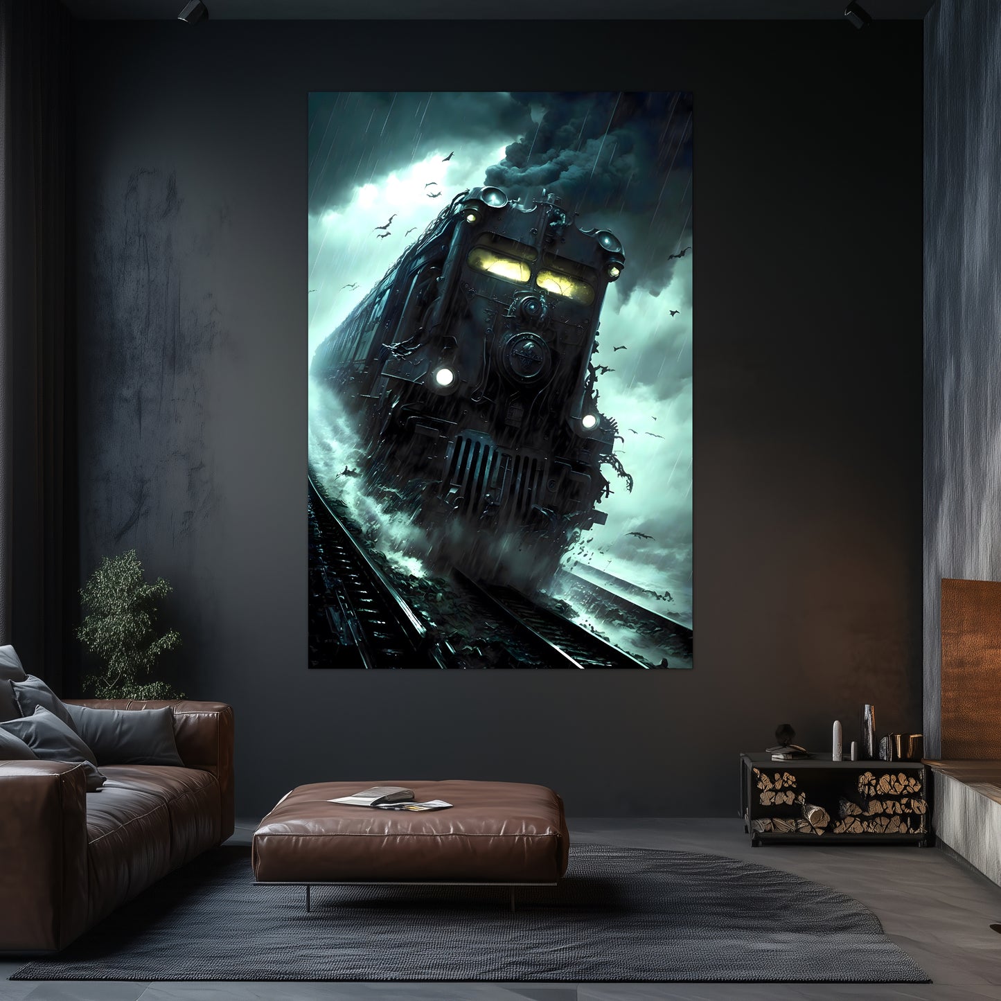 Zombie Train Poster – The Grim Hauler | Awe-Inspiring Wall Art for Sci-Fi & Fantasy Train Enthusiasts | Unique and Exclusive Artwork