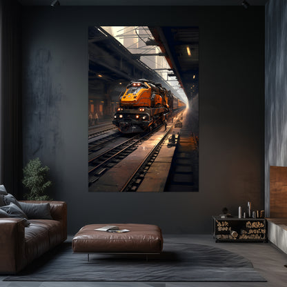 Diesel Train Poster – Blazerush Hauler | Awe-Inspiring Wall Art for Sci-Fi & Fantasy Train Enthusiasts | Unique and Exclusive Artwork
