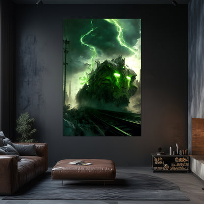 Zombie Train Poster – Wraithstorm Oppressor | Awe-Inspiring Wall Art for Sci-Fi & Fantasy Train Enthusiasts | Unique and Exclusive Artwork