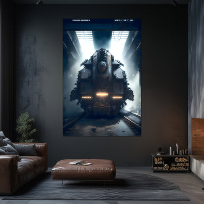 Diesel Train Poster – Aeternum Custos | Awe-Inspiring Wall Art for Sci-Fi & Fantasy Train Enthusiasts | Unique and Exclusive Artwork