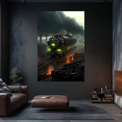 Zombie Train Poster – Dreadcrave Collector | Awe-Inspiring Wall Art for Sci-Fi & Fantasy Train Enthusiasts | Unique and Exclusive Artwork