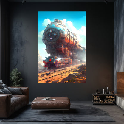 Post-Apocalyptic Train Poster – Arcanum Carrier | Awe-Inspiring Wall Art for Sci-Fi & Fantasy Train Enthusiasts | Unique and Exclusive Artwork