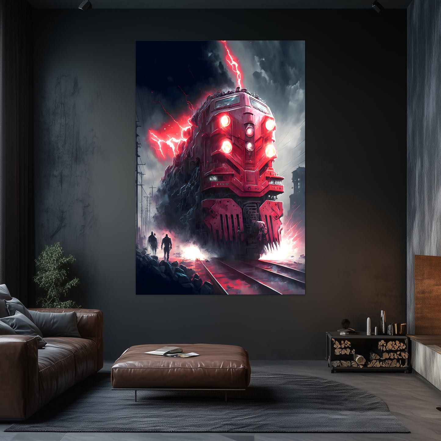 Wasteland Train Poster – Crimson Maelstrom | Awe-Inspiring Wall Art for Sci-Fi & Fantasy Train Enthusiasts | Unique and Exclusive Artwork
