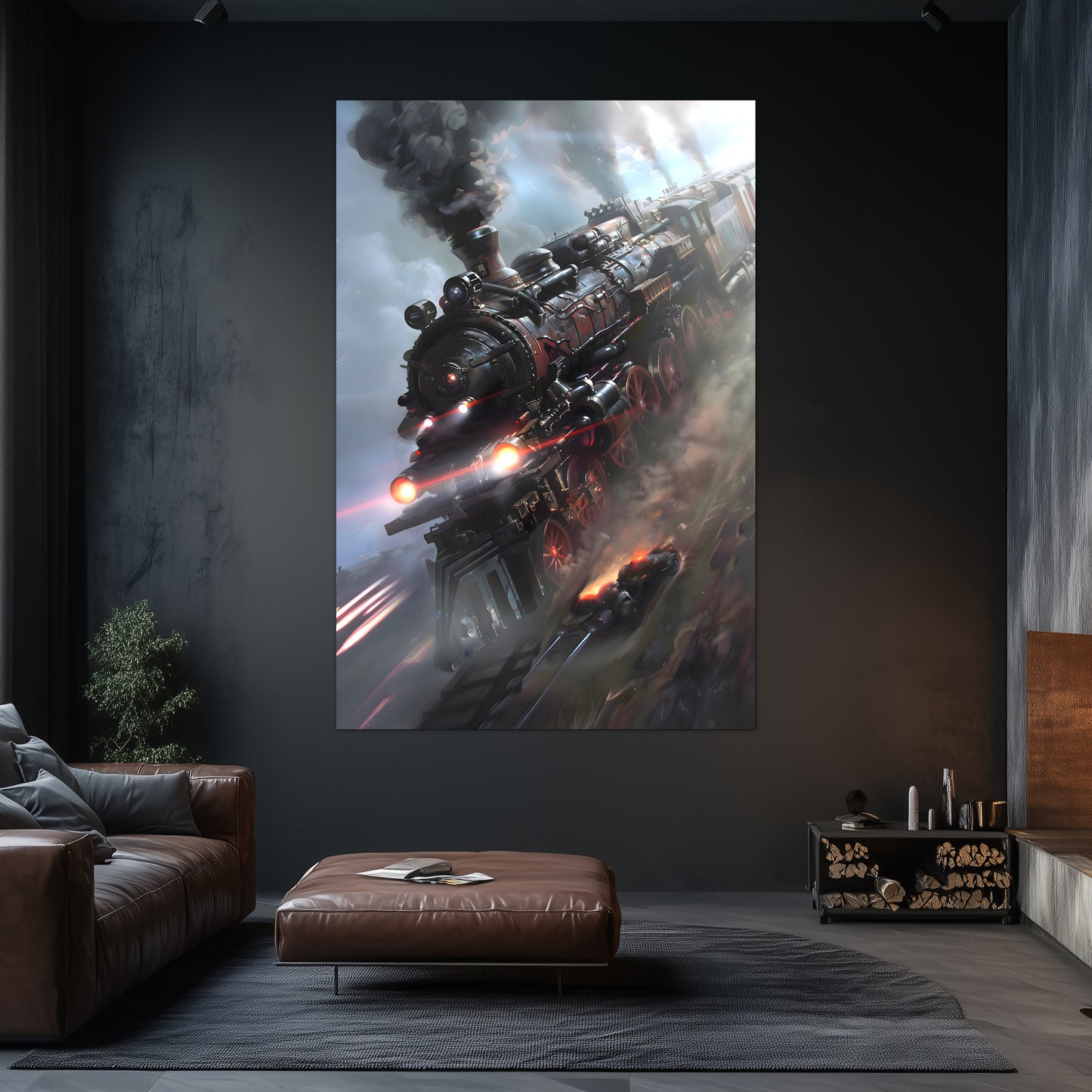 Steampunk Train Poster – Blitzfire Express | Awe-Inspiring Wall Art for Sci-Fi & Fantasy Train Enthusiasts | Unique and Exclusive Artwork