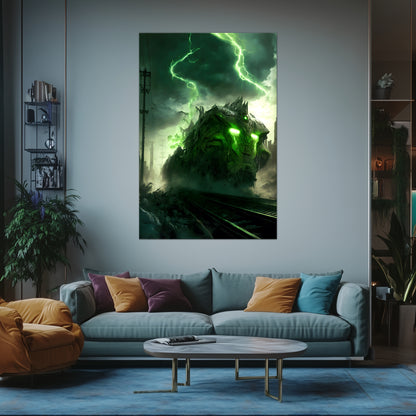 Zombie Train Poster – Wraithstorm Oppressor | Awe-Inspiring Wall Art for Sci-Fi & Fantasy Train Enthusiasts | Unique and Exclusive Artwork