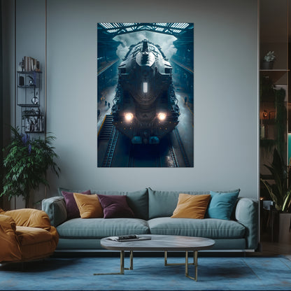 Diesel Train Poster – Rex Temporis | Awe-Inspiring Wall Art for Sci-Fi & Fantasy Train Enthusiasts | Unique and Exclusive Artwork