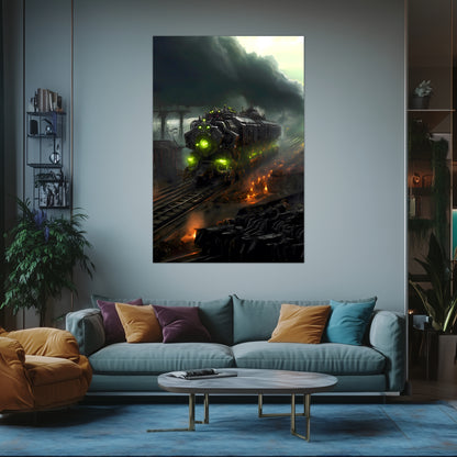 Zombie Train Poster – Dreadcrave Collector | Awe-Inspiring Wall Art for Sci-Fi & Fantasy Train Enthusiasts | Unique and Exclusive Artwork
