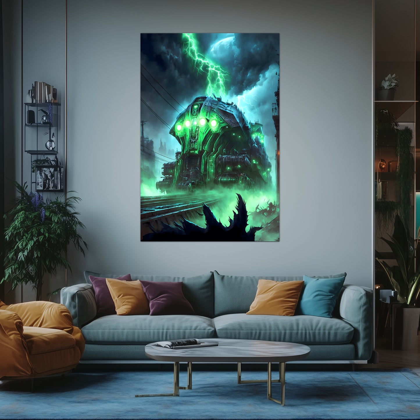 Zombie Train Poster – The Warp Architect | Awe-Inspiring Wall Art for Sci-Fi & Fantasy Train Enthusiasts | Unique and Exclusive Artwork