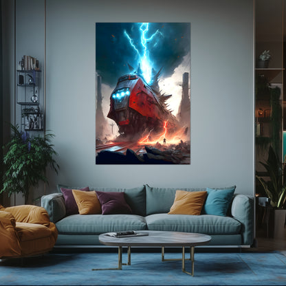 Wasteland Train Poster – Abaddon’s Wrath | Awe-Inspiring Wall Art for Sci-Fi & Fantasy Train Enthusiasts | Unique and Exclusive Artwork