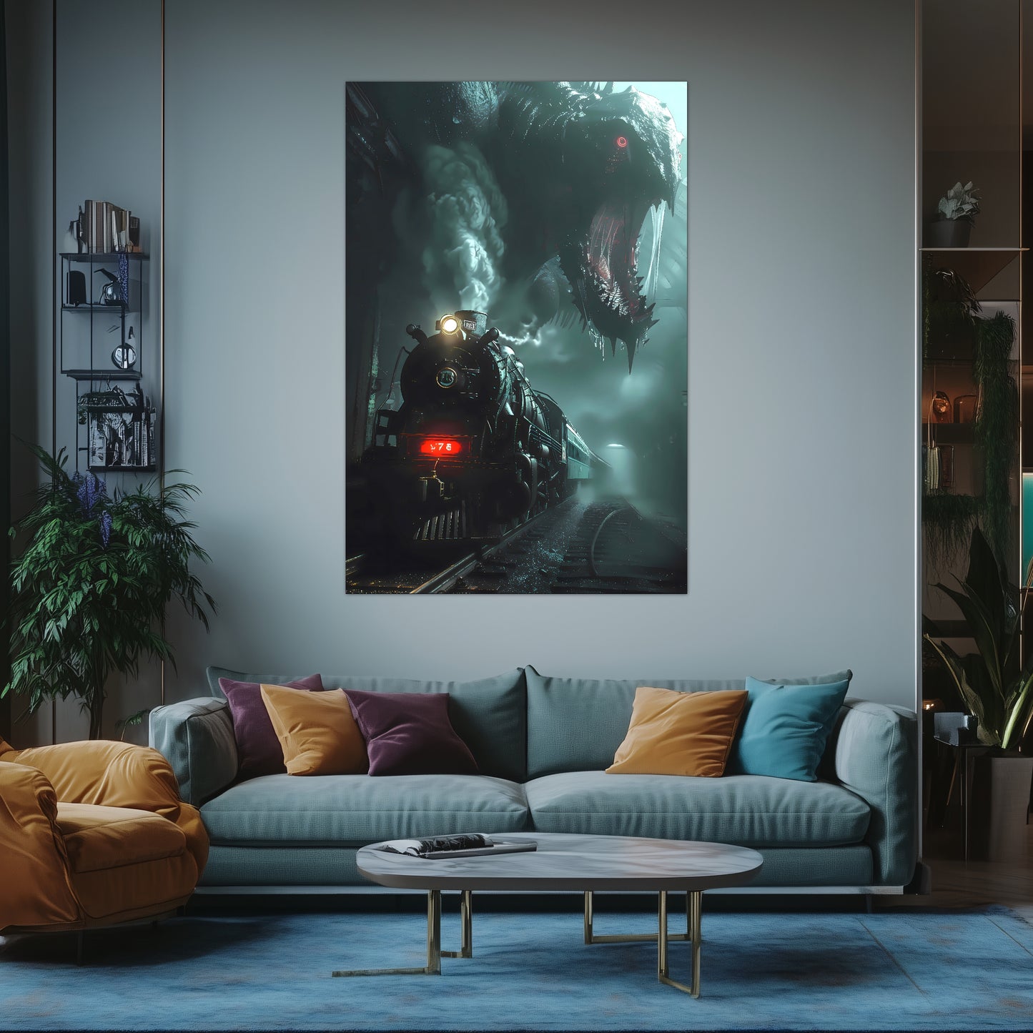 Fantasy Train Poster – Dragonbane Express | Awe-Inspiring Wall Art for Sci-Fi & Fantasy Train Enthusiasts | Unique and Exclusive Artwork