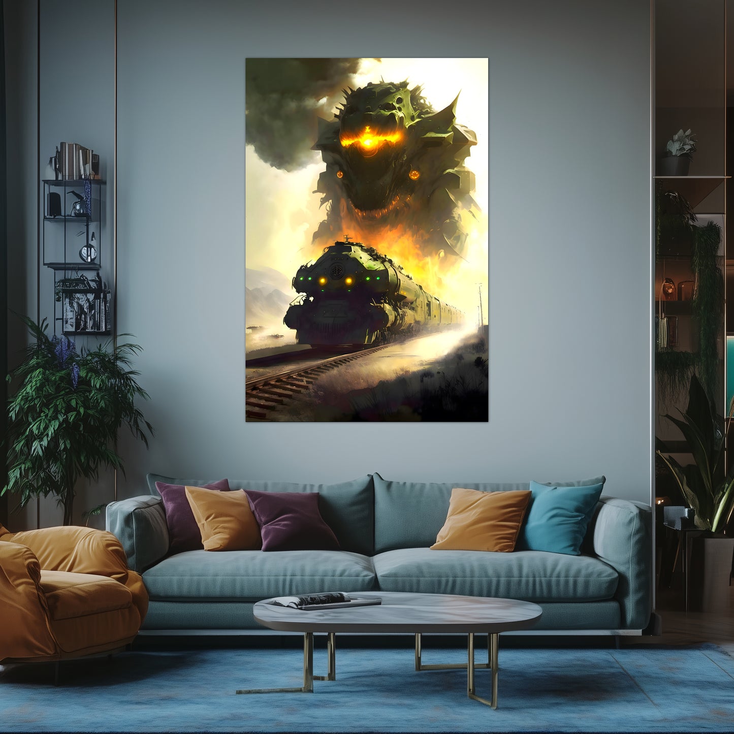 Fantasy Train Poster – Viridian Wyrmhauler | Awe-Inspiring Wall Art for Sci-Fi & Fantasy Train Enthusiasts | Unique and Exclusive Artwork