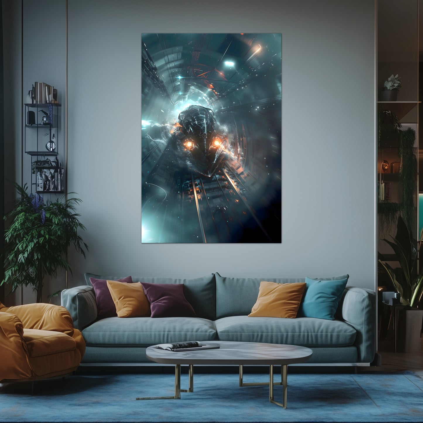 Cyberpunk Train Poster – Nightblade Crusader | Awe-Inspiring Wall Art for Sci-Fi & Fantasy Train Enthusiasts | Unique and Exclusive Artwork