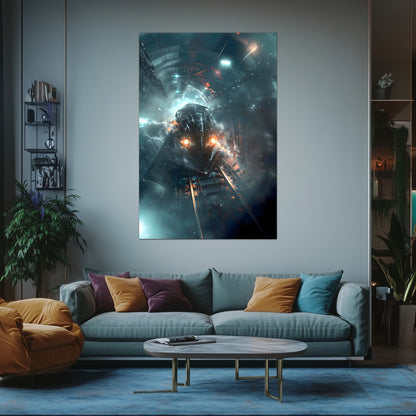 Cyberpunk Train Poster – Nightblade Crusader | Awe-Inspiring Wall Art for Sci-Fi & Fantasy Train Enthusiasts | Unique and Exclusive Artwork