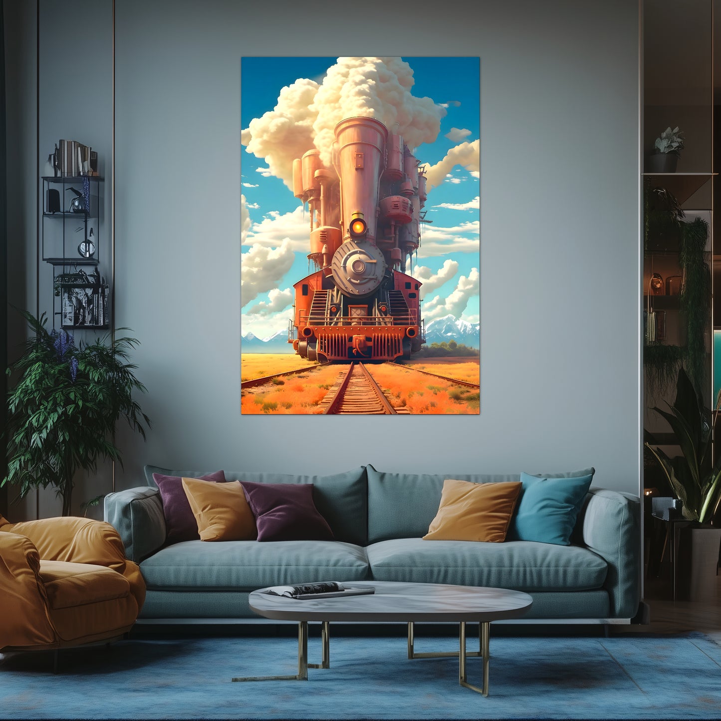 Steampunk Train Poster – Buffalo | Awe-Inspiring Wall Art for Sci-Fi & Fantasy Train Enthusiasts | Unique and Exclusive Artwork