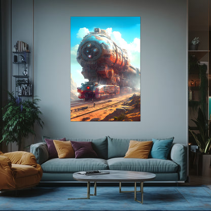 Post-Apocalyptic Train Poster – Arcanum Carrier | Awe-Inspiring Wall Art for Sci-Fi & Fantasy Train Enthusiasts | Unique and Exclusive Artwork