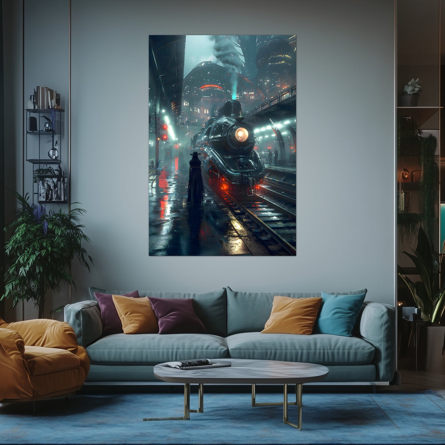 Dystopia Train Poster – Solarwind Express | Awe-Inspiring Wall Art for Sci-Fi & Fantasy Train Enthusiasts | Unique and Exclusive Artwork