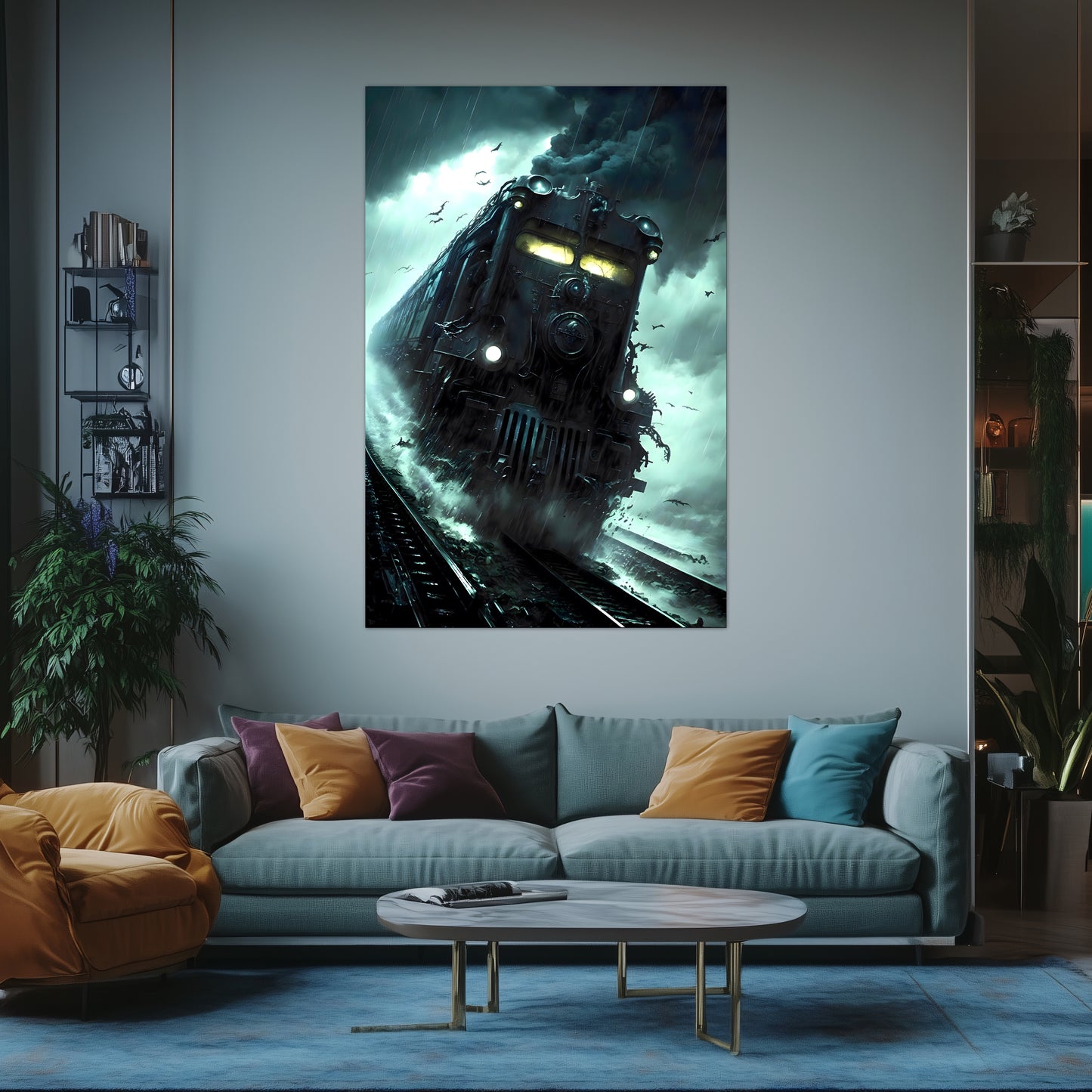 Zombie Train Poster – The Grim Hauler | Awe-Inspiring Wall Art for Sci-Fi & Fantasy Train Enthusiasts | Unique and Exclusive Artwork