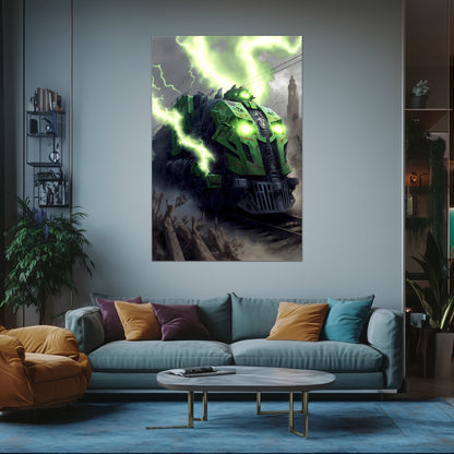 Zombie Train Poster – Shadowbane Revenant | Awe-Inspiring Wall Art for Sci-Fi & Fantasy Train Enthusiasts | Unique and Exclusive Artwork