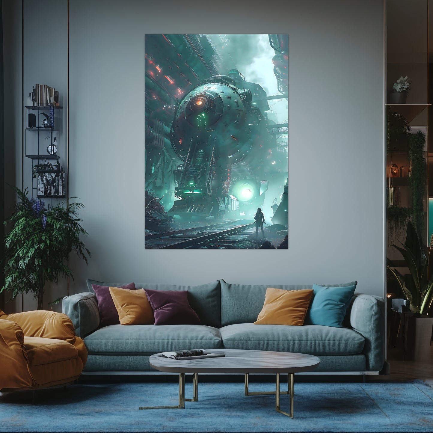 Cyberpunk Train Poster – Epitome One | Awe-Inspiring Wall Art for Sci-Fi & Fantasy Train Enthusiasts | Unique and Exclusive Artwork