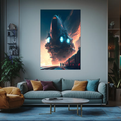 Cyberpunk Train Poster – Hyperion Elysian Metrocore | Awe-Inspiring Wall Art for Sci-Fi & Fantasy Train Enthusiasts | Unique and Exclusive Artwork
