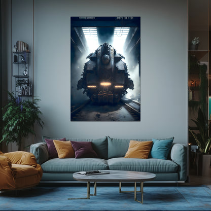 Diesel Train Poster – Aeternum Custos | Awe-Inspiring Wall Art for Sci-Fi & Fantasy Train Enthusiasts | Unique and Exclusive Artwork