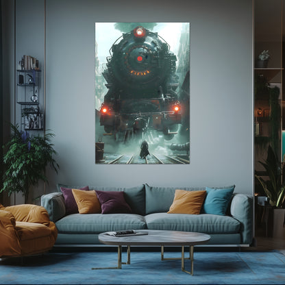 Dystopia Train Poster – Iron Predator | Awe-Inspiring Wall Art for Sci-Fi & Fantasy Train Enthusiasts | Unique and Exclusive Artwork