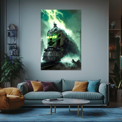 Zombie Train Poster – Hellforge Executor | Awe-Inspiring Wall Art for Sci-Fi & Fantasy Train Enthusiasts | Unique and Exclusive Artwork