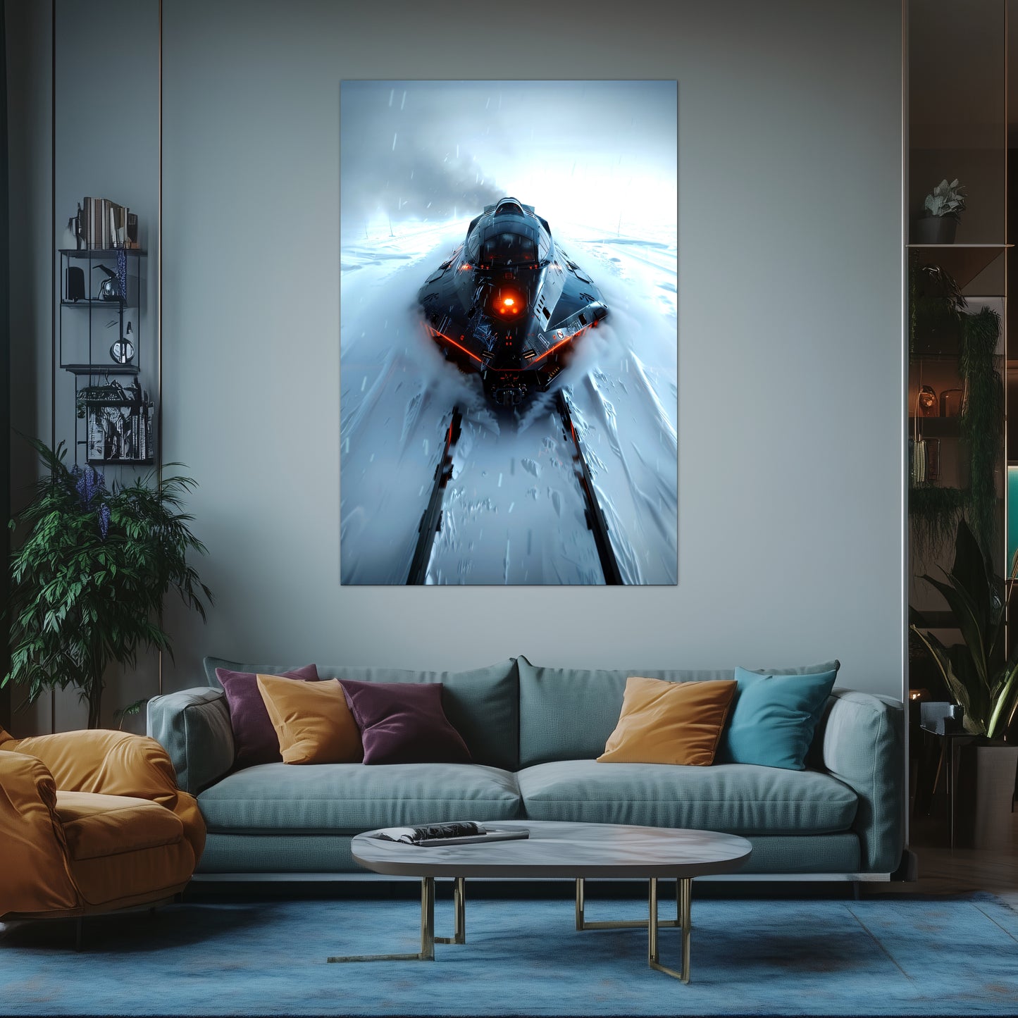 Cyberpunk Train Poster – The Demon's Dagger | Awe-Inspiring Wall Art for Sci-Fi & Fantasy Train Enthusiasts | Unique and Exclusive Artwork