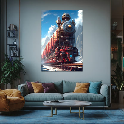 Post-Apocalyptic Train Poster – Colonial Colossus | Awe-Inspiring Wall Art for Sci-Fi & Fantasy Train Enthusiasts | Unique and Exclusive Artwork