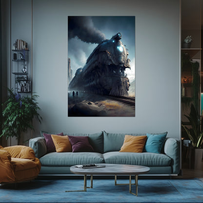 Dystopia Train Poster – Titanforge Paladin | Awe-Inspiring Wall Art for Sci-Fi & Fantasy Train Enthusiasts | Unique and Exclusive Artwork